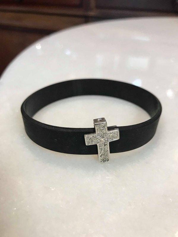 Croix JUNGLE en Argent Massif avec bracelet en silicone